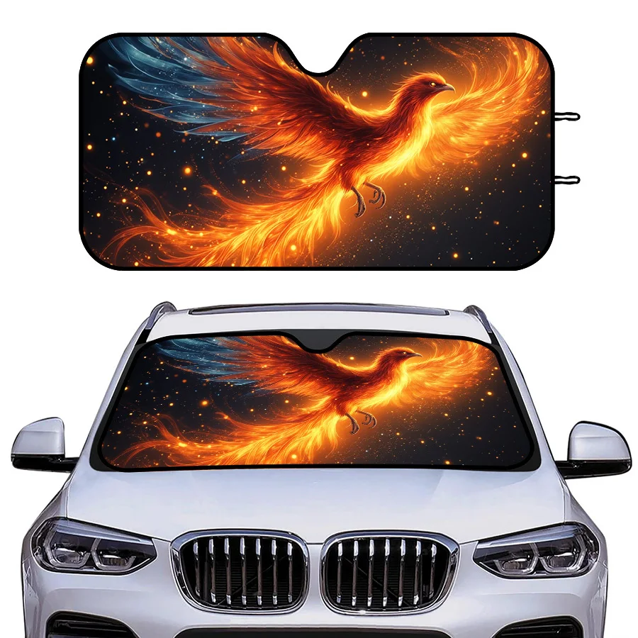 Multi-Functional Foldable Car Window Sunshade With 3 Sizes, Phoenix-Inspired Design, UV Protection For Front Windshield, Ideal F