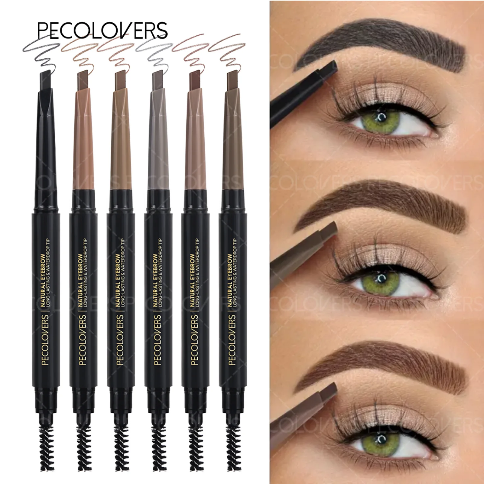 1 lápis de sobrancelha fosco multicolorido 2 em 1 - efeito 3D natural, aplicação conveniente, adequado para todos os tipos de pele