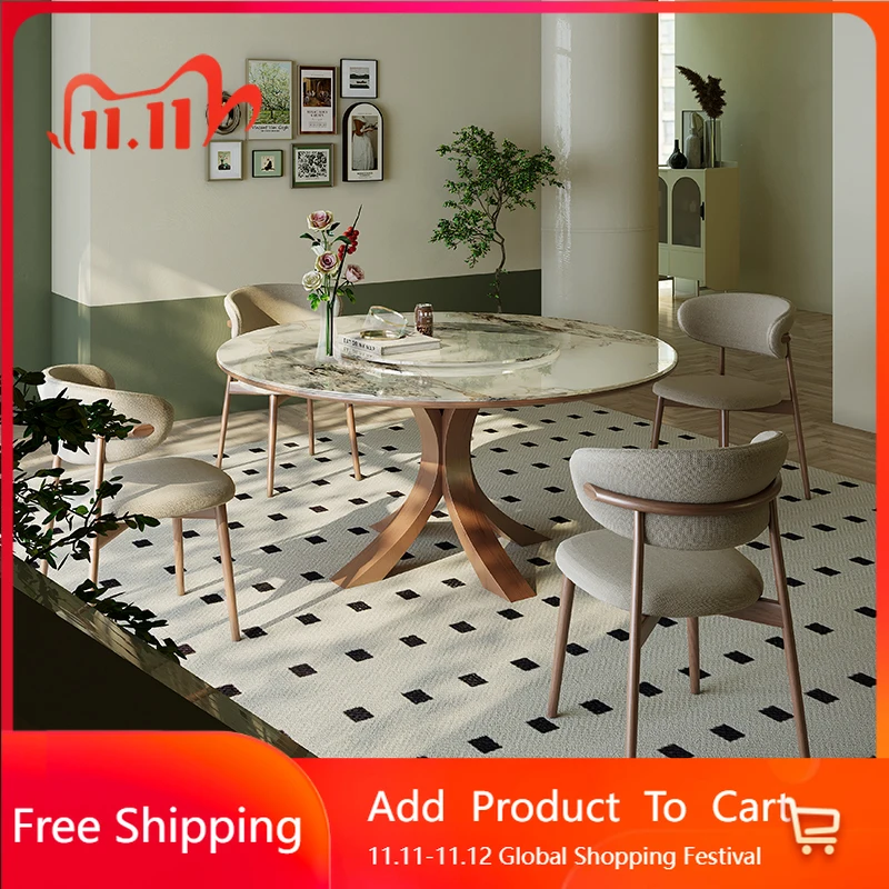 

Round Chairs Dining Table Kitchen Restaurant Mid Century Coffee Dining Table Designer Lounge High Muebles Living Room Furniture