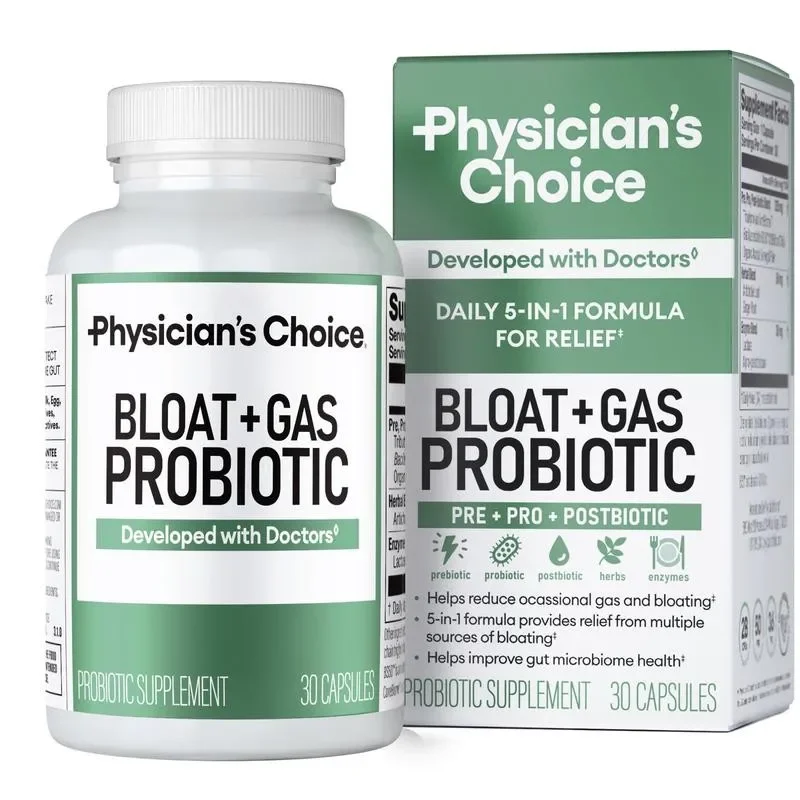 Bloat & Gas Probiotic 5-in-1 Proactive Support - Contains Digestive Enzymes To Promote Healthy Digestion and Maintain Regularity