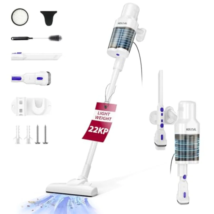

Проводной электрический пылесос H01600W 22KPA, полноразмерный вертикальный пылесос с двухслойным циклонным пылесборником на 800 мл и HEPA-фильтрацией