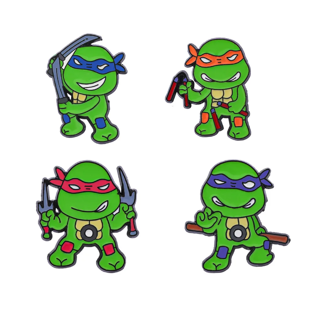 Teenage Mutant Turtles Ninja Leonardo Michelangelo Broche Set Anime Legering Emaille Pin Vechtsporten Cadeau voor Fans Turtle Power