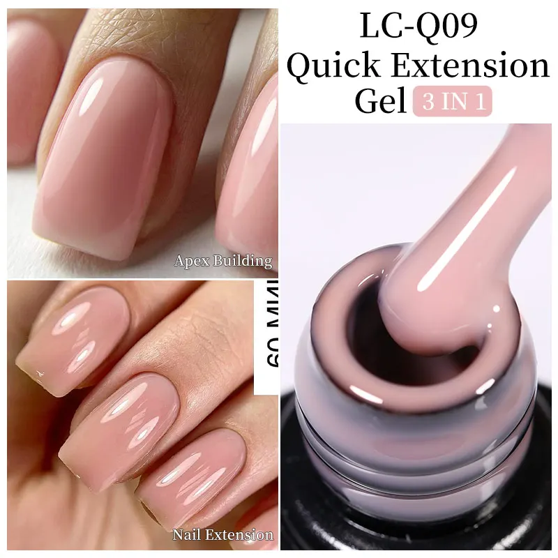 LILYCUTE 7ml Quick Extension Rubber Base Gel Nail Polish 3 In 1 Nude Pink Clear Color Construction Hard Manicure UV Gel Varnish