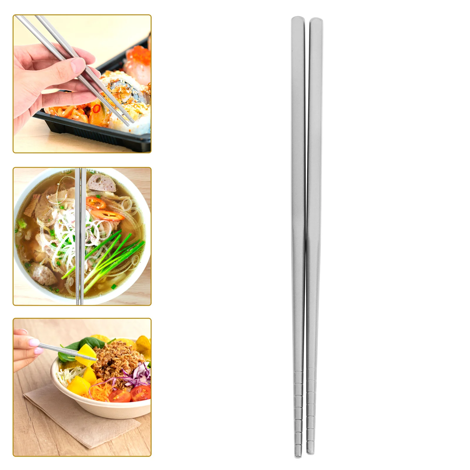 

1 Pair Titanium Chopsticks Canteen Chopsticks Reusable Non-Skid Lightweight Camping Cooking Utensils Kitchen Travel Set