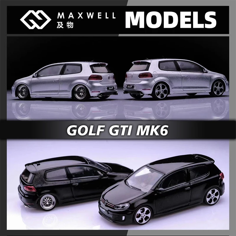 

Maxwell 1:64 Golf GTI MK6 VI Openable Hood VAG BBS Diecast Diorama Car Model Collection Miniature Toys