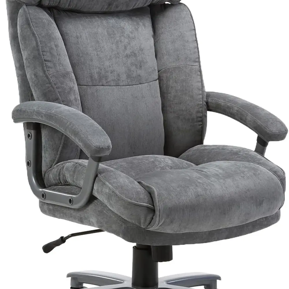 

Эргономичное вращающееся офисное кресло большой емкости для больших и высоких, грузоподъемность 800 фунтов, регулируемое, мягкое сиденье и подлокотники, серый