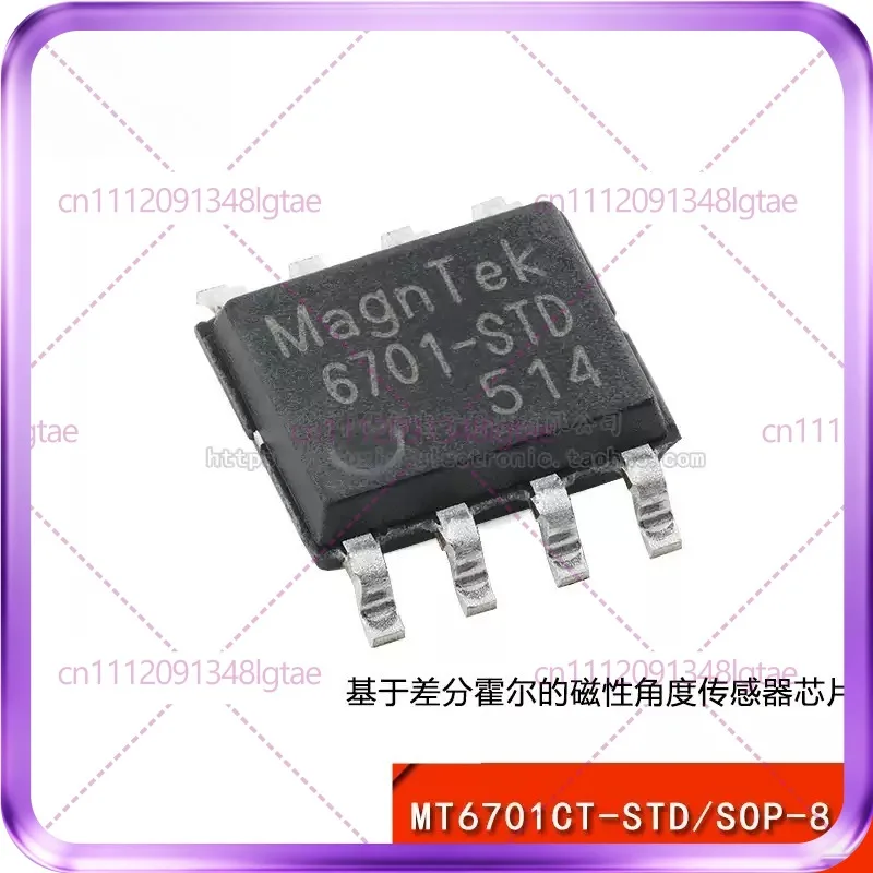 10pcs Original MT6701CT-STD SOP-8 magnetic rotary position sensor, magnetic angle encoder chip