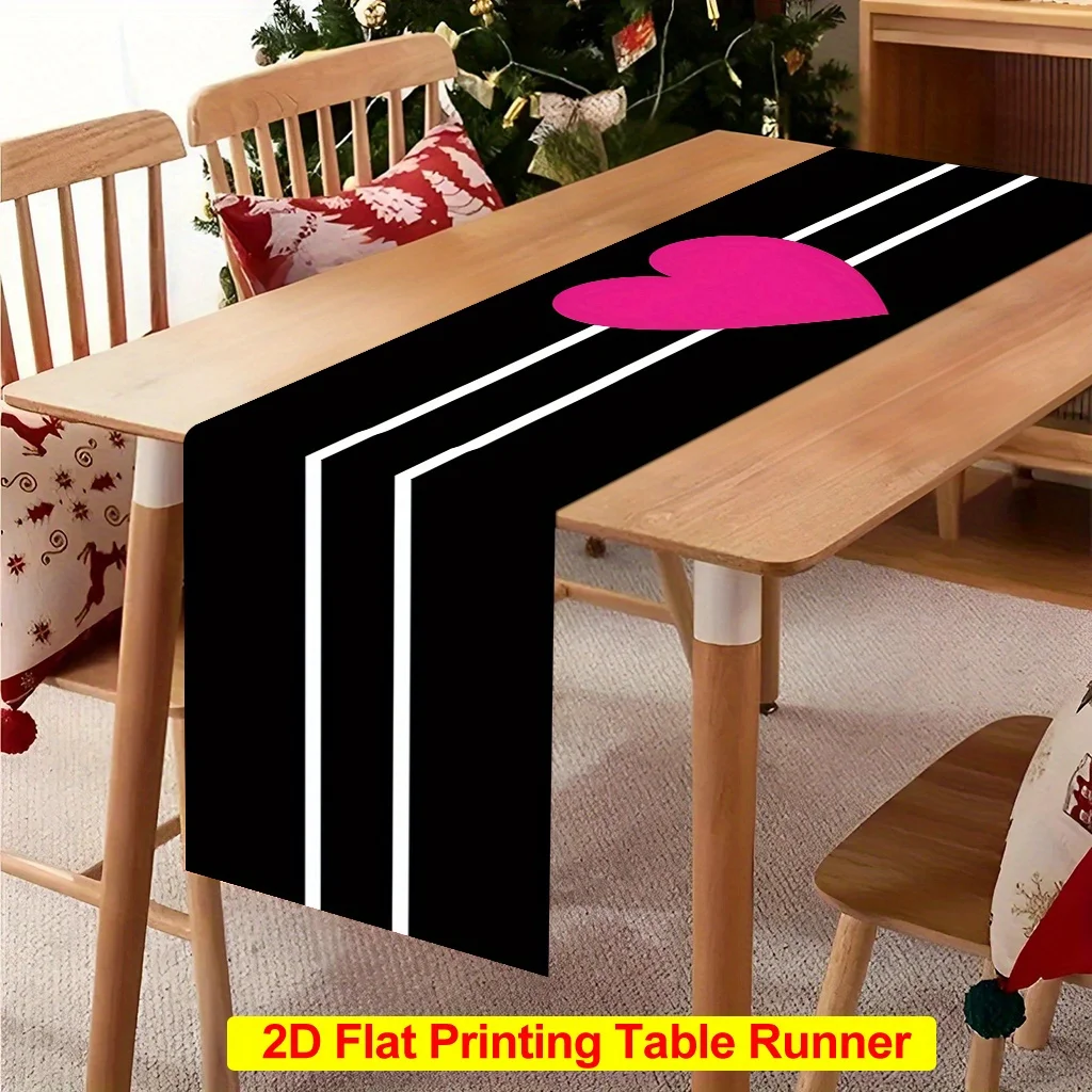 

Цельная прямоугольная дорожка для стола с розовым сердечком и линейным дизайном, подходит для званых ужина, праздничных вечеринок, семейных встреч, детских мероприятий, тематических кафе, украшения дома, рождественских рынков, уютных чайных вечеринок