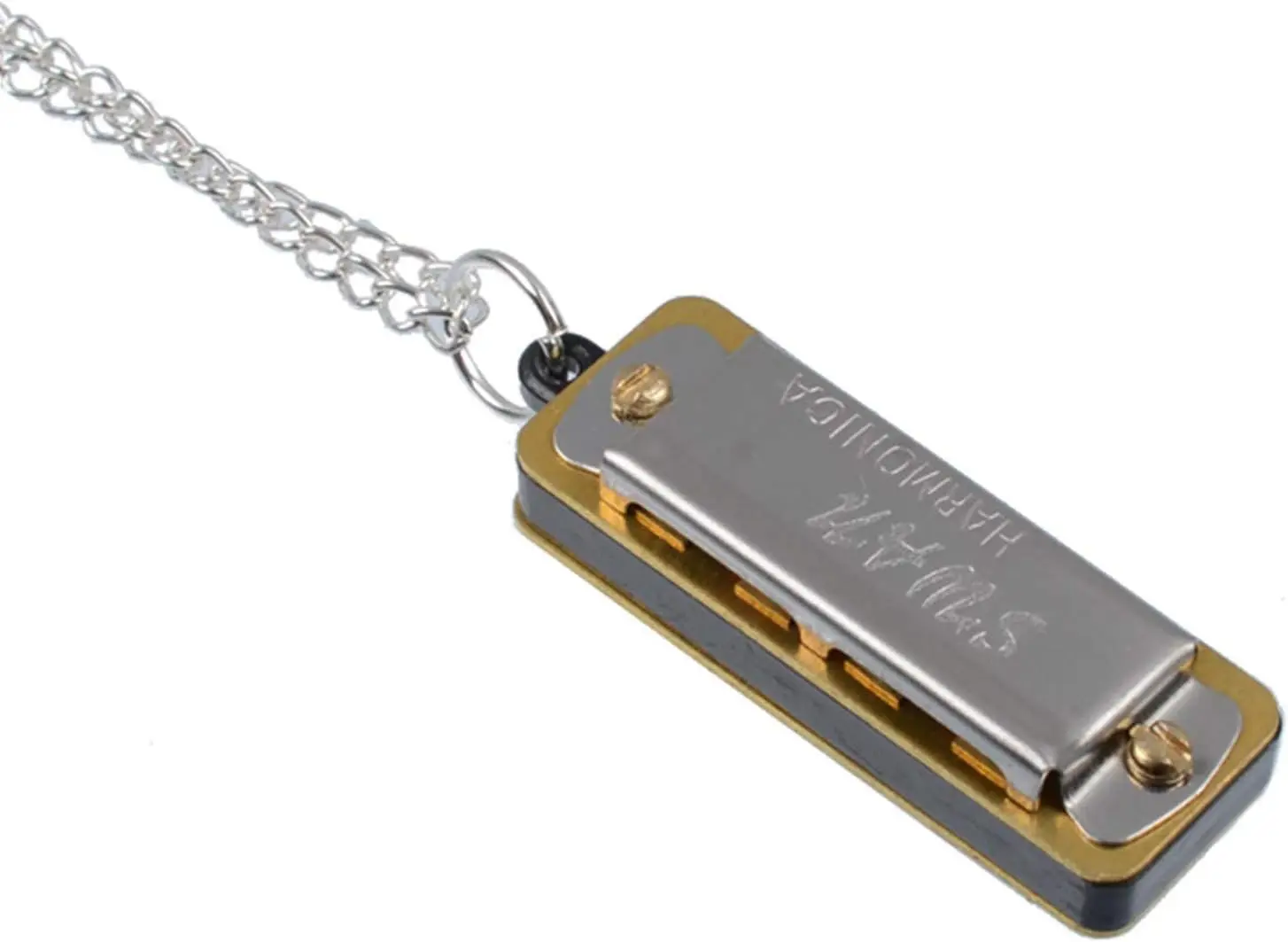 

New Cute Swan Mini Harmonica 4 Hole 8 Tone Necklace Silver