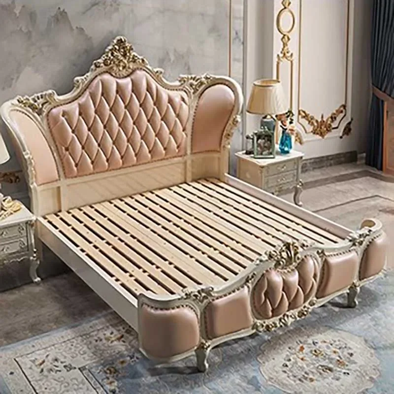 Royal Nordic Double Bed Aesthetic King Luxury Master European Twin Bed Frames Queen Modern Platform Camas De Casal Furniture