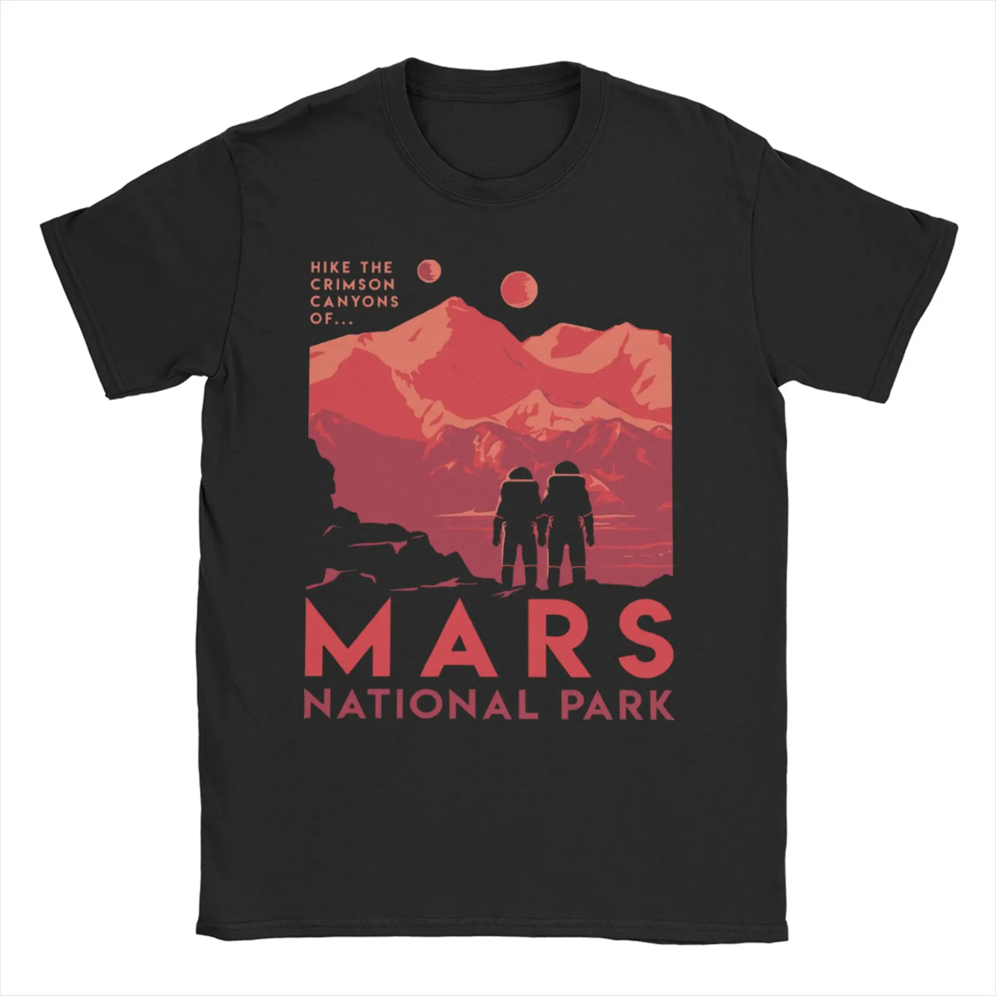 Hike the Crimson Desert canyons of Mars National Park Men T Shirt  Vintage Tees Crew Neck T-Shirt 100% Cotton Printed Clothes