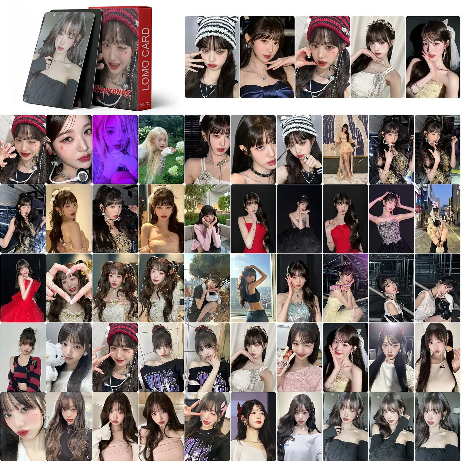 55Pcs Kpop WONYOUNG Solo Lomo JANGWONYOUNG Photocards IVE Group Photo Print Cards