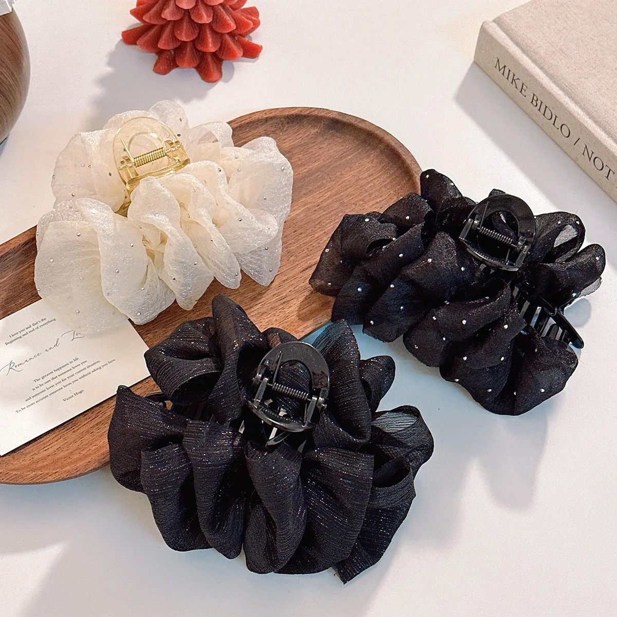 

Заколка для волос Cloud Net Silk Bubble, большая заколка-бабочка для полупучка, заколка-краб, заколка-лунка, аксессуары для волос для девочек