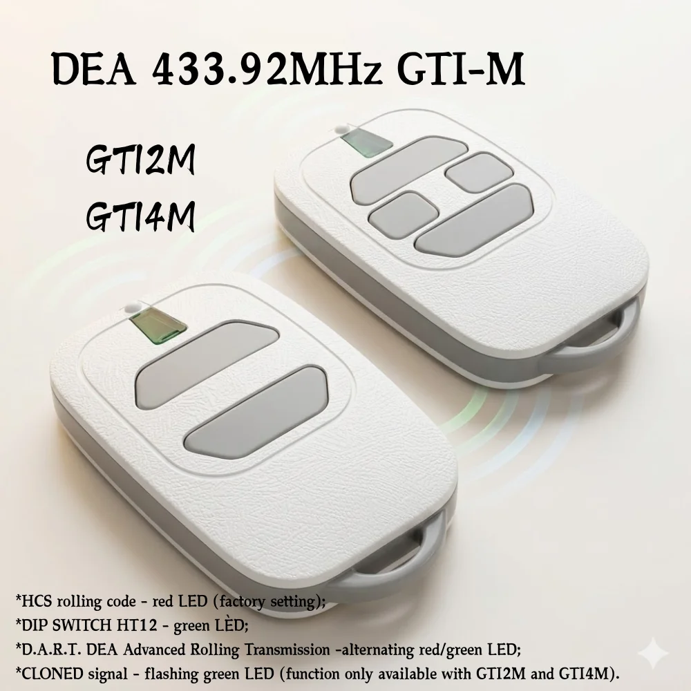 

DEA GTI2M GTI4M 433MHZ Rolling Code Remote Control 4/2 Buttons Garage Door Opener Transmitter