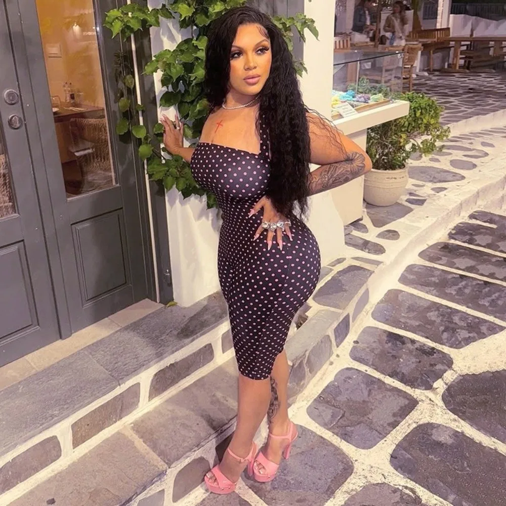Fashion Halter Neck Off Shoulder Playsuits Sleeveless High Waist Polka Dot Rompers Skinny Fit Backless Rompers Hot Girls