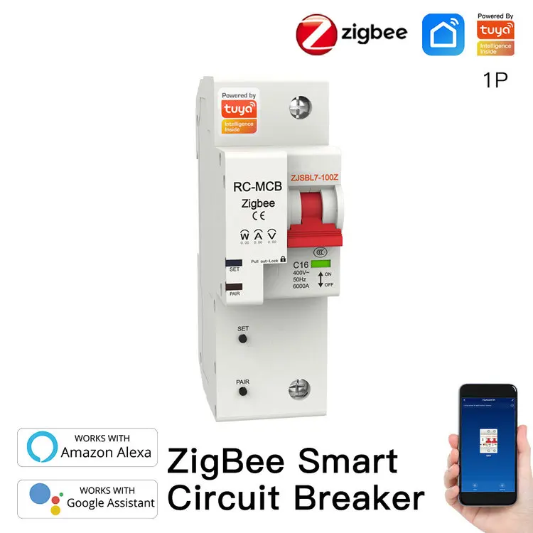 เครื่องตัดวงจรอัจฉริยะ ZigBee 1P สวิตช์อัฉริยะควบคุมแอปสมาร์ทไลฟ์สินค้าใหม่