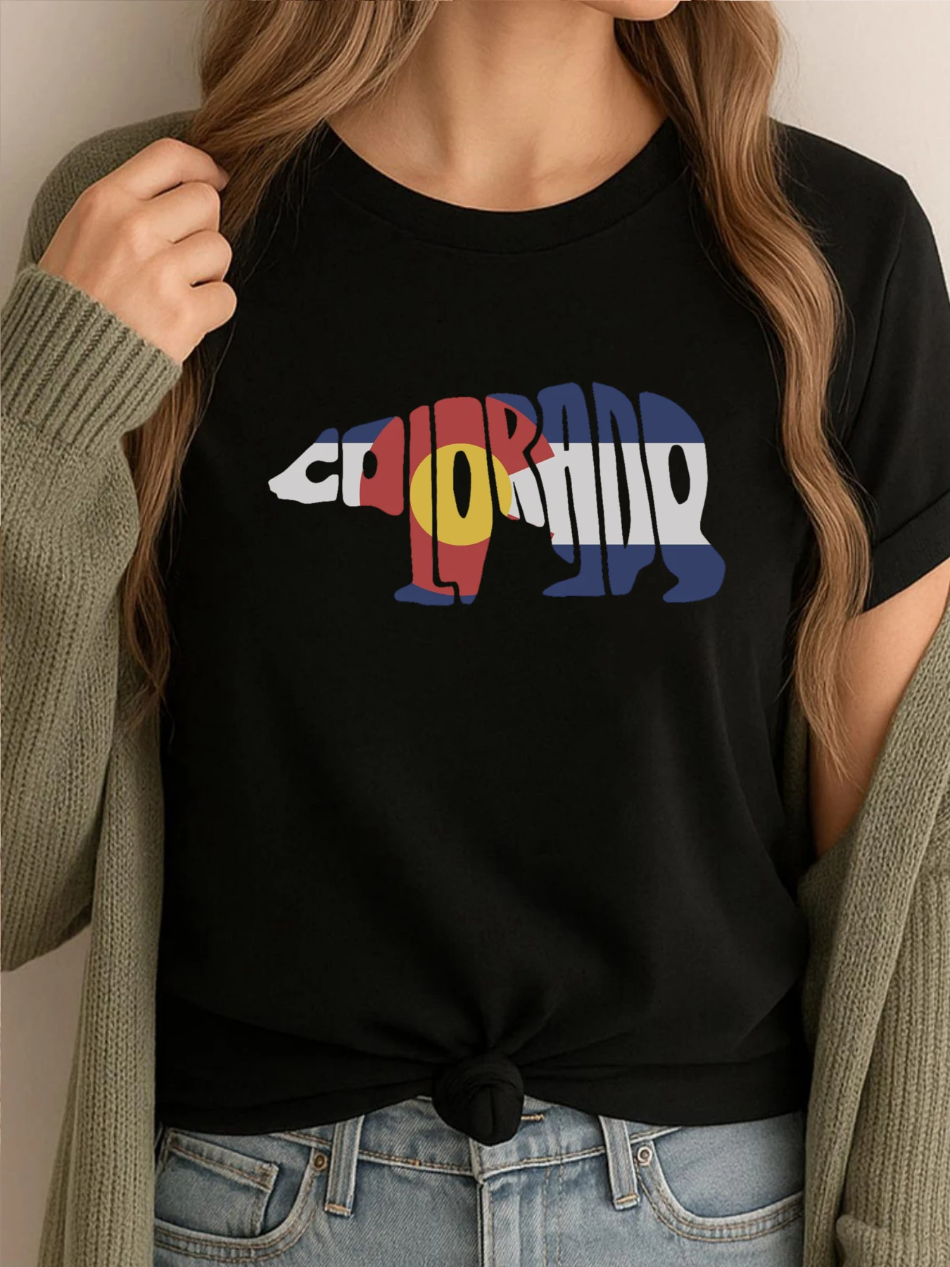 

Colorado Bear Flag Fashion T Shirt Female Oversized T Shirt Women High Quality Fashion Casual Comfortable Tops