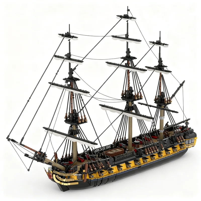 6028pcs MOC Pirates HMS Romulus Model Christmas Gift Bookshelf Display Craft Decorative Tabletop Accent Office Desk Decoration