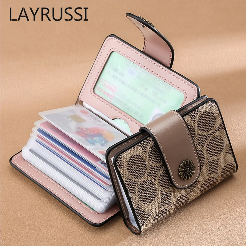 LAYRUSSI Female Bank Credit Card Sleeve Large-capacity Card Holder Multi-card Slot Mini Driver's License Bag Korea Card Case