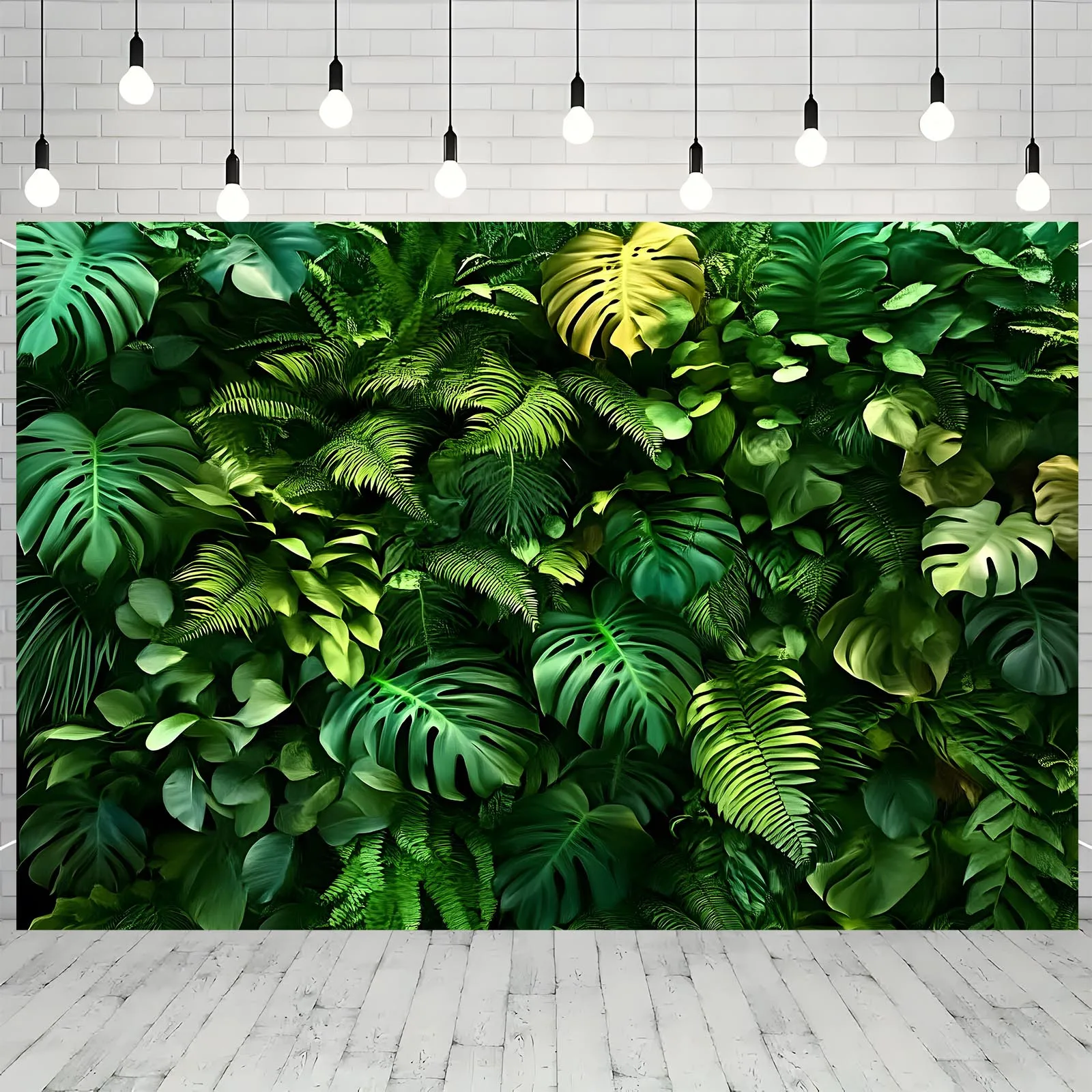 2D-Flachdruck-Partybanner, tropisches Pflanzenwand-Hintergrundbanner, Party-Hintergrunddekoration, Geburtstagsfeier