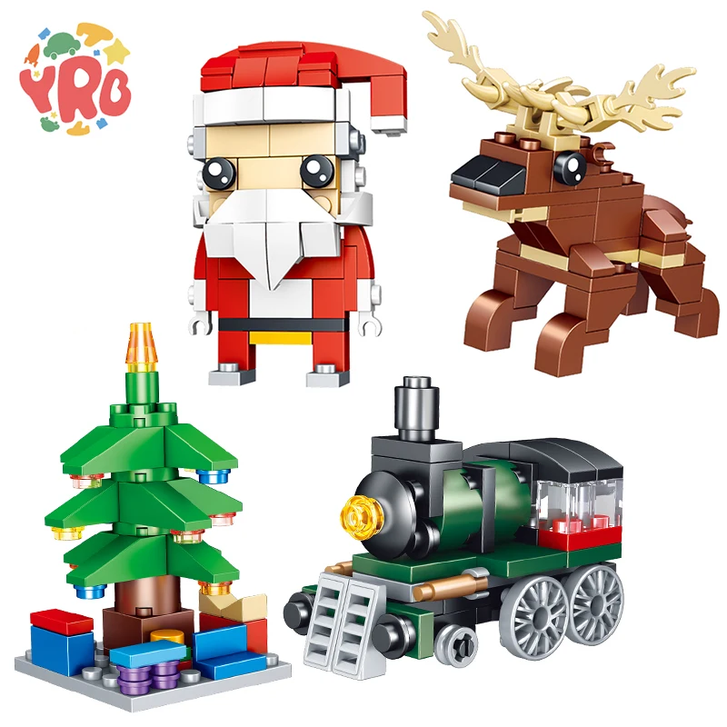 

Christmas Series Building Blocks 4Pcs/set Santa Claus Elk Snowman Christmas Tree Assembled Mini Bricks Figure Toy for Kids Gifts