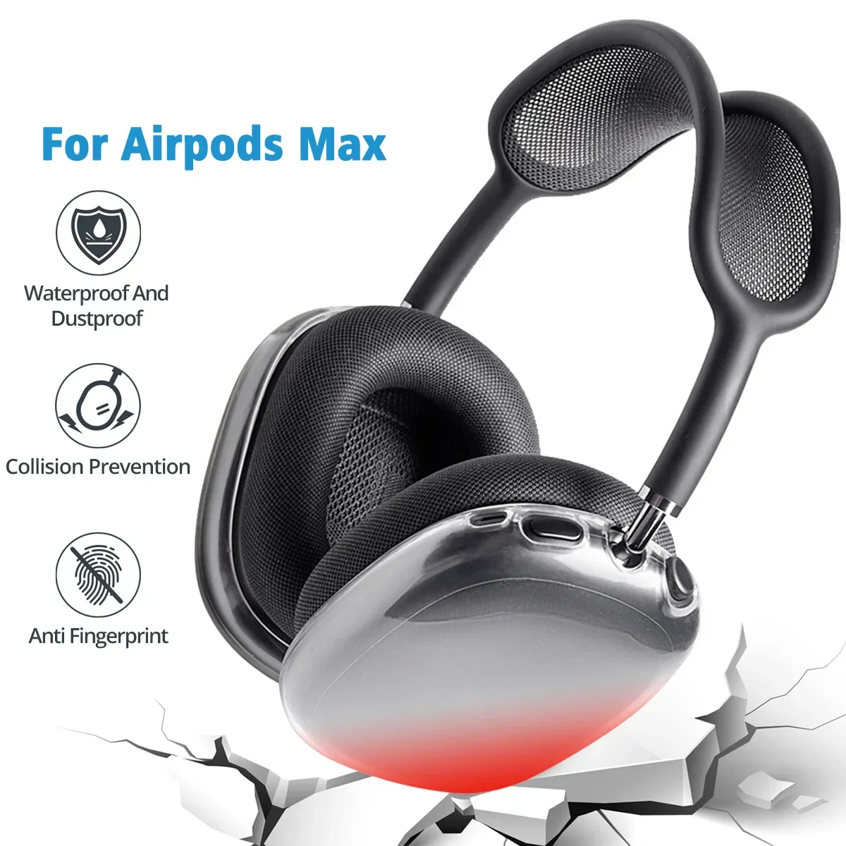 Прозрачные мягкие термополиуретановые амбушюры для наушников AirPods Max, прозрачная защита для наушников Apple AirPods Max, защитный чехол