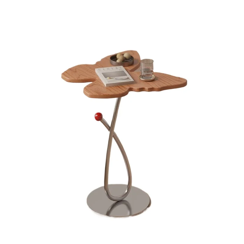 

Cherry wood butterfly side table, solid wood modern small apartment small side table, movable bedside sofa side