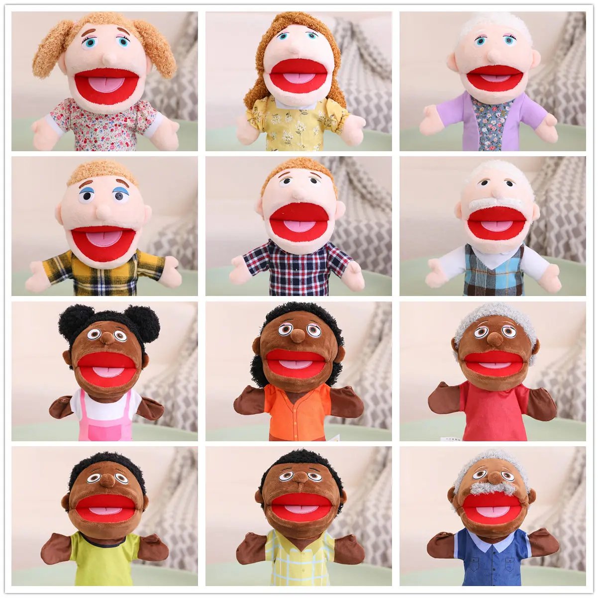 28–33 cm Kinder-Plüsch-Finger- und Handpuppe, beliebte Aktivität, für Jungen und Mädchen, Rollenspiele, Gute-Nacht-Geschichte, Requisiten, Familie, Rollenspiel, Spielzeugpuppe – Detail 1