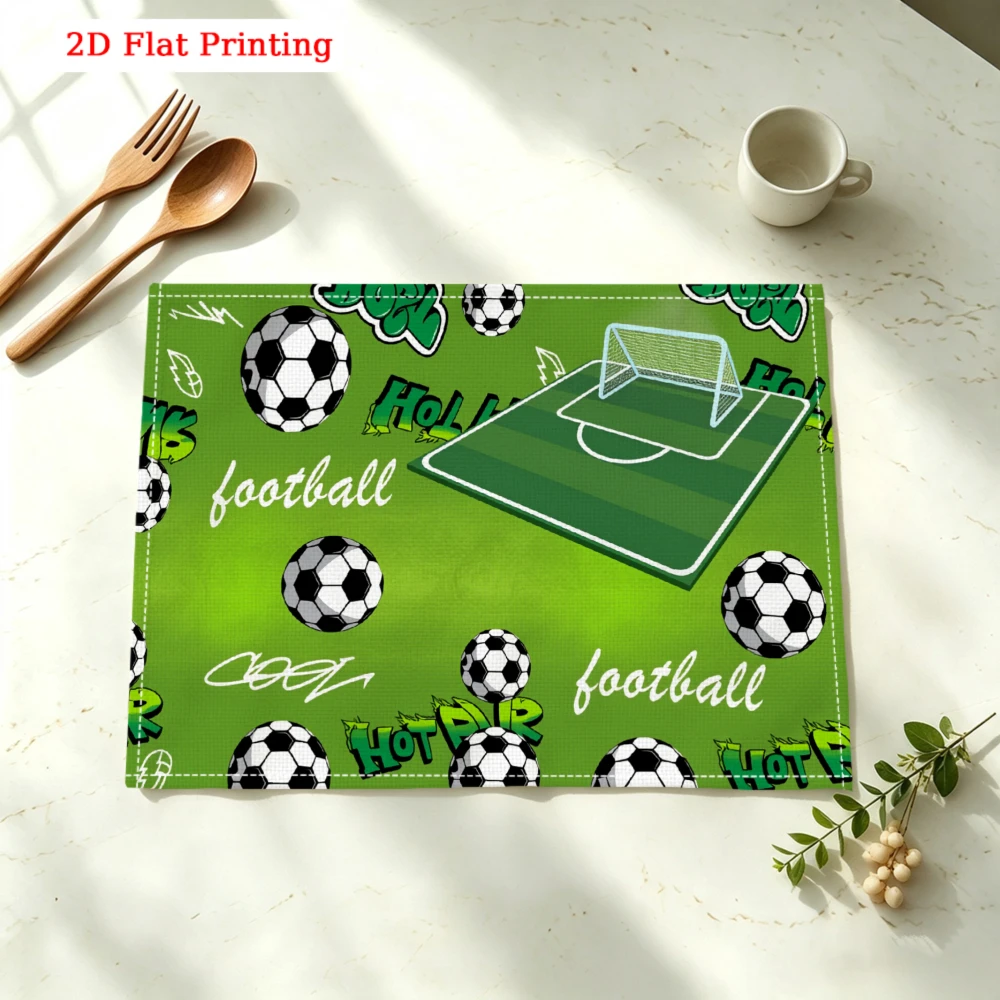 Football Soccer Field Kitchen Placemat Football Soccer Field Linen Pad Dish Coffee Cup Table Mat 1PC 30x40cm