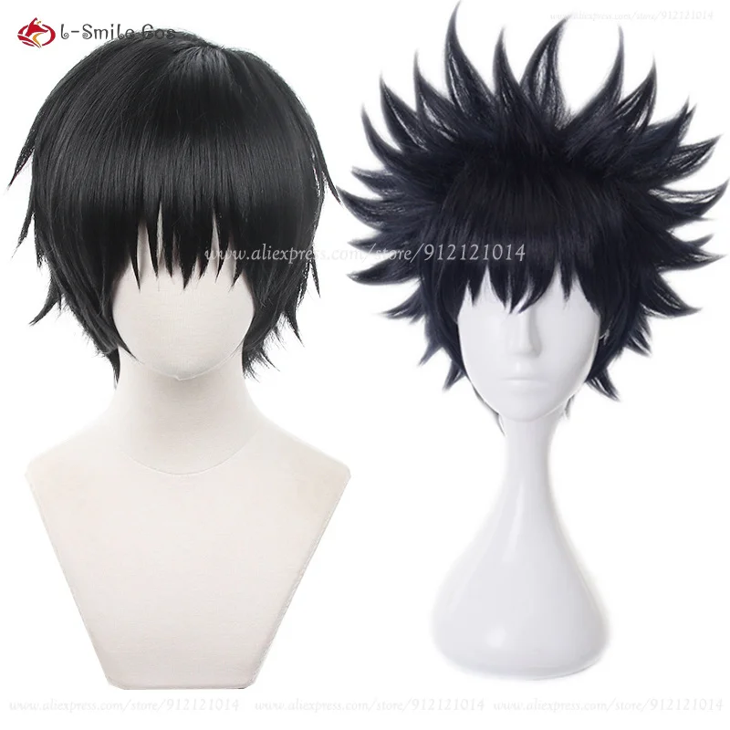 Peruca de Cosplay masculina, cabelo sintético, resistente ao calor, fofo, azul, preto, perucas de Halloween, toji fushiguro megumi