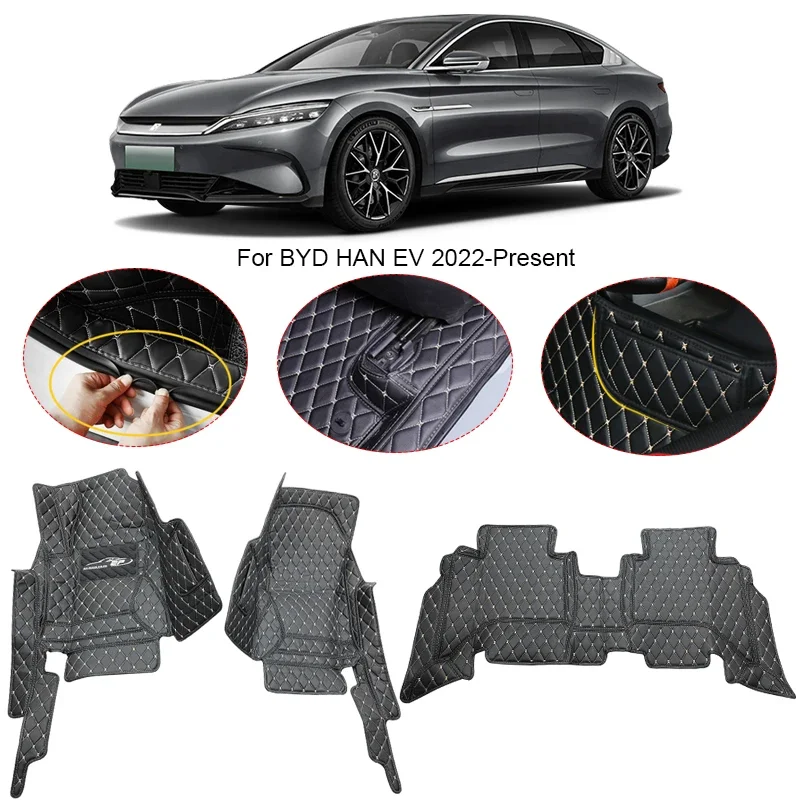 

3D Full Surround для BYD HAN EV 2022-2025 автомобильный напольный коврик защитный вкладыш подушечки для ног ковер из искусственной кожи водонепроницаемый автоаксессуар