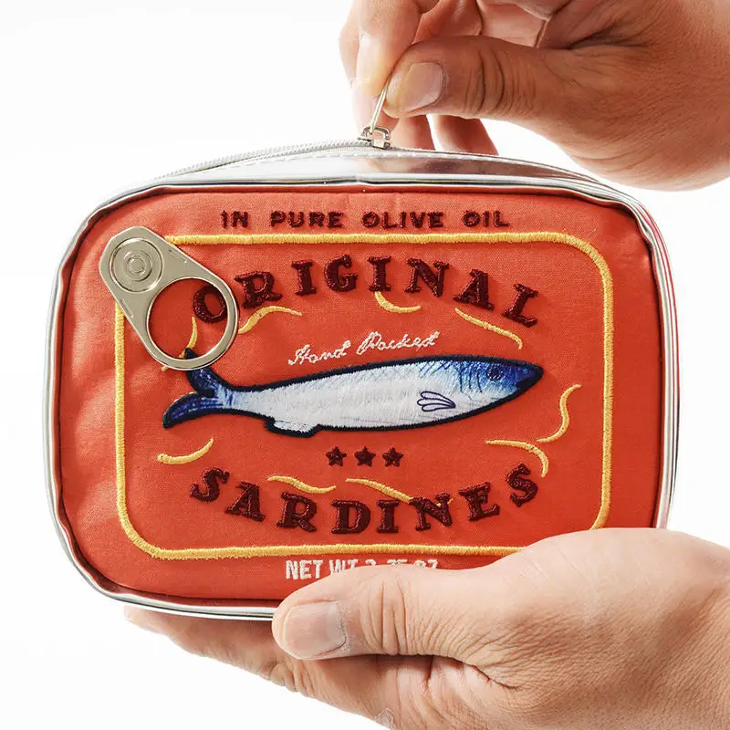 

Canned Sardines Cosmetic Travel Bag | Soft Zipper Toiletry Organizer for Bath Vacation Essential | Portable Multi-Function Pouch