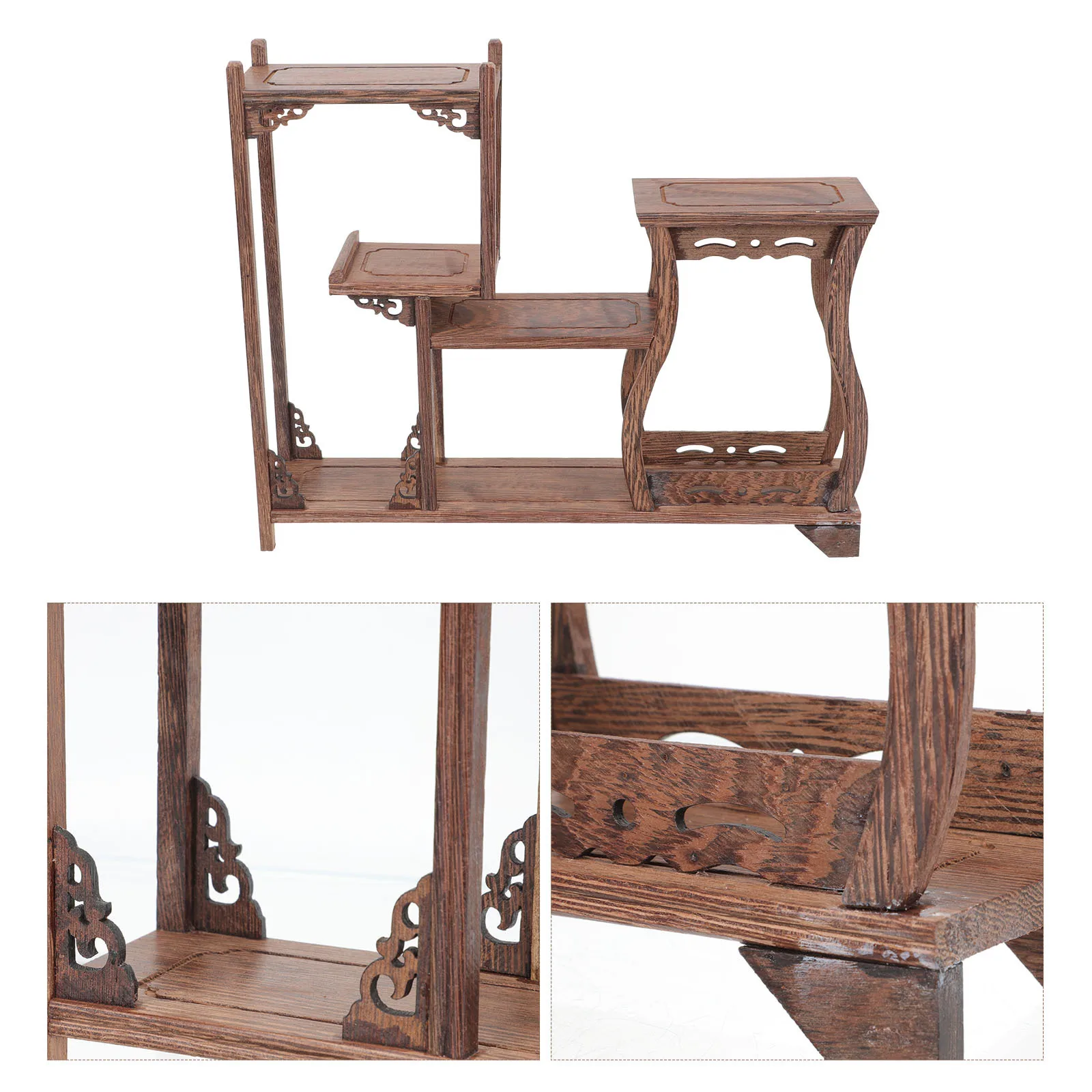 

Wooden Shelf Chicken Wing Wood Curio Display Rack Home Decor Tea Canister Display Stand Vintage Storage Rack Jade