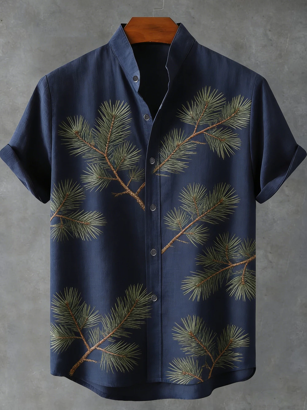 Men's New Casual Linen Short Sleeve Shirt with High Definition 3D Printed Vine PlantHawaiian Vacation Outdoor Social Clothing