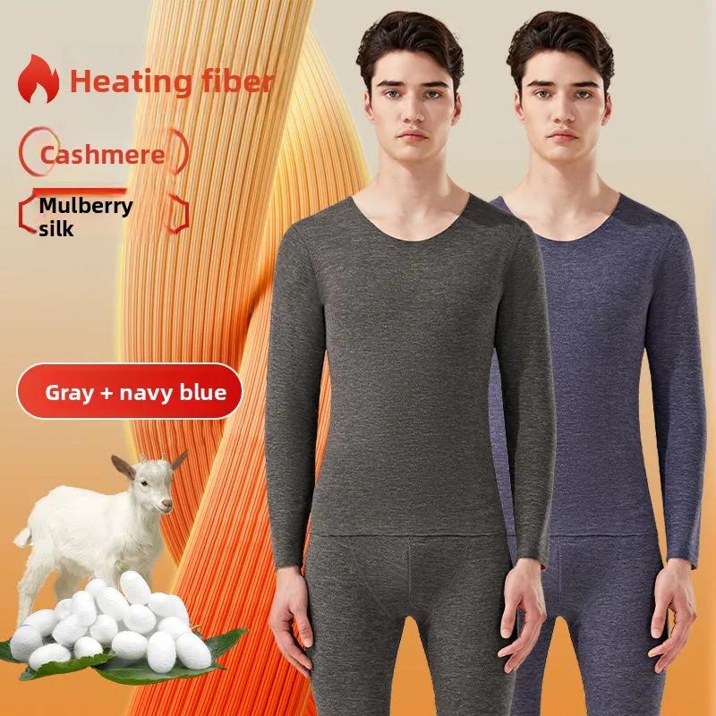 Oneck masculino sem costura quente inverno veludo aquecimento mais cashmere seda longo johns pijamas pijamas bodysuit conjuntos homem