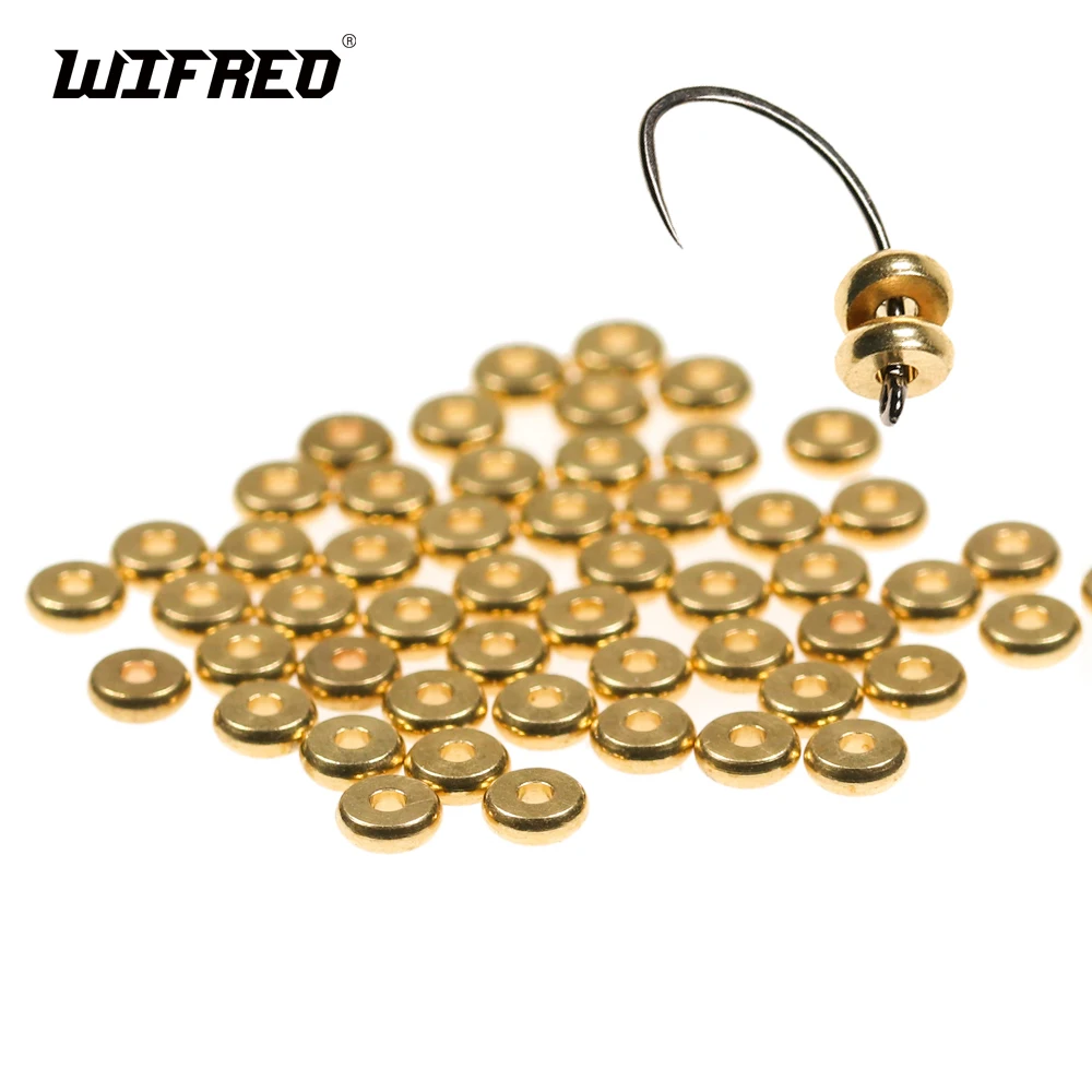 100pc Flat Brass Bead Bug Worm Collars Bead Head Flat Round Spacer Bead Nymph Fly Head Weight Ring Extra Fly Tying Material