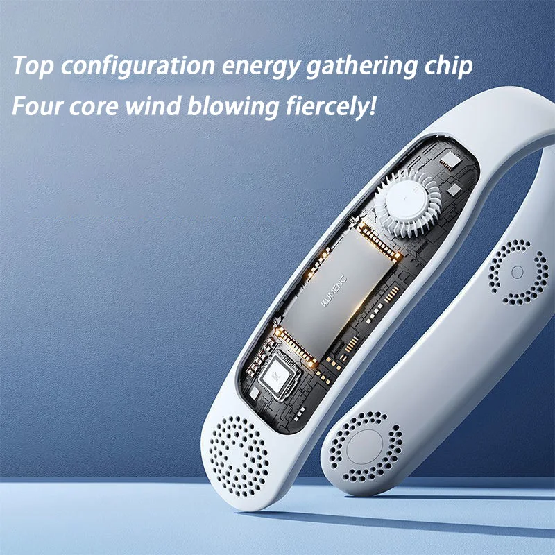 Xiaomi Mijia 4000mah Neck Folding USB Charging Digital Display Handheld Outdoor Portable 3 Speed Mini Quad-Core Halter Fan New