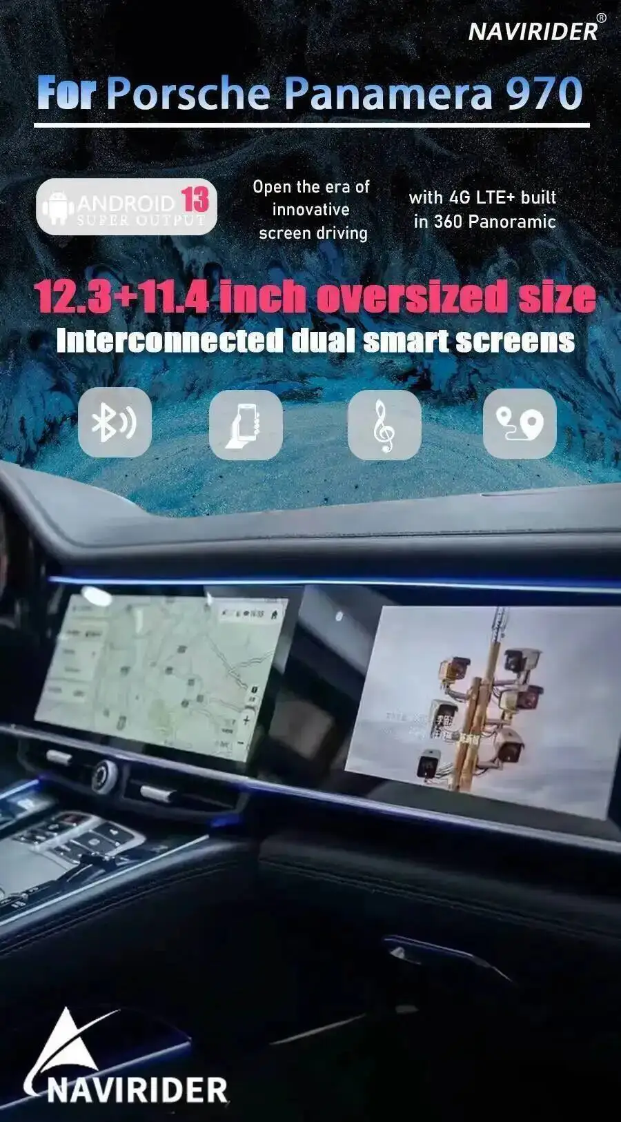 Dual-Screen CarPlay für Porsche Panamera 2010-2017 Intelligentes Navigationssystem GPS Aufgerüstetes Interaktives System – Detail 1