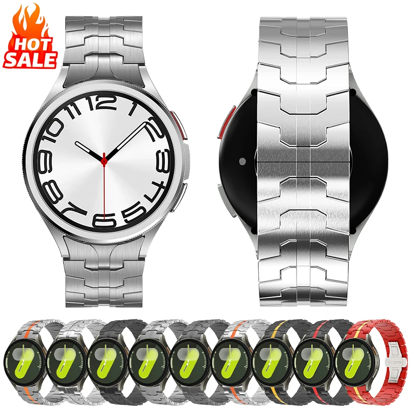 No Gaps Stainless Steel Strap for Samsung Galaxy Watch 7 6 5 4 40mm 44mm 6 Classic 47mm 43mm 5Pro 45mm Metal Band Men's Bracelet