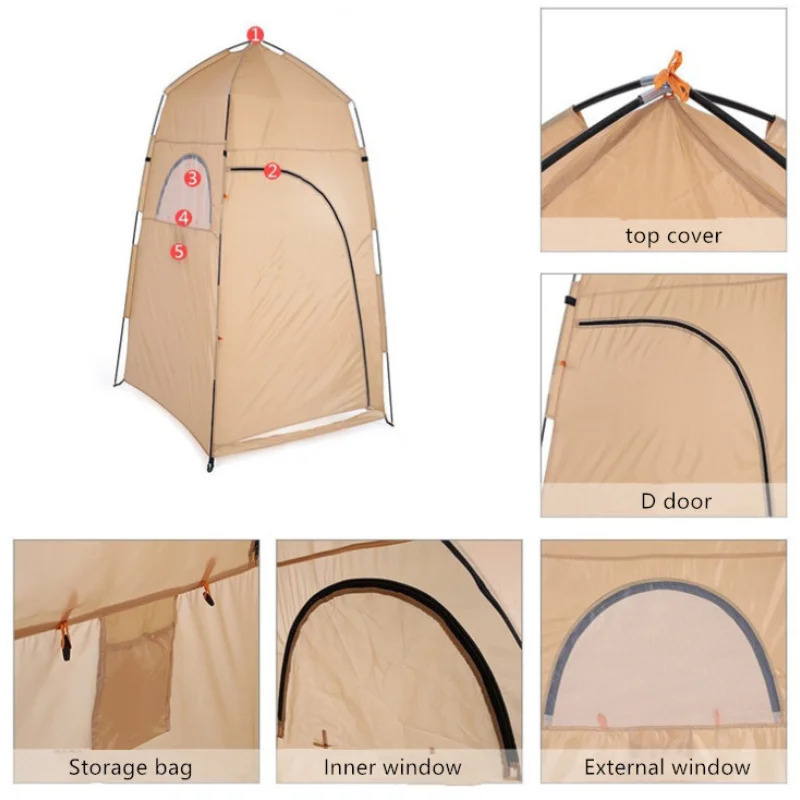 Portable Foldable Private Shower Tent, UV-Proof Sunshade, Outdoor Products, Camping, Fishing, Beach, Private