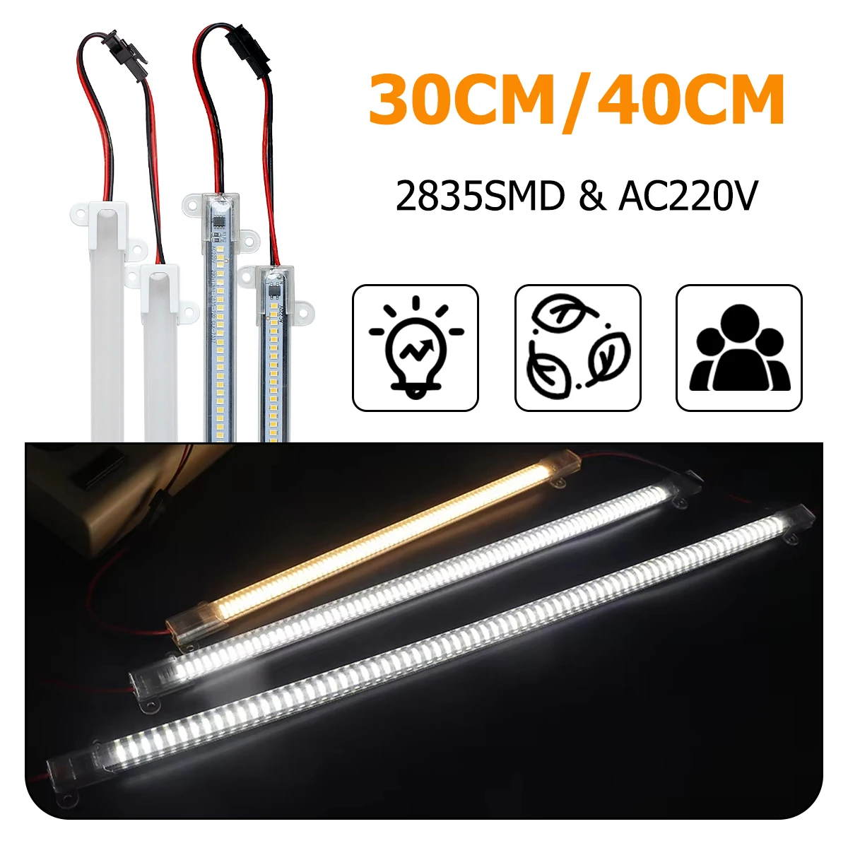 

30CM/40CM Led Tube Light Bar Lights Floodlight Cabinet Kitchen Warm 220v Storage Wall Profile Smd2835 Home Desk Clear Shell