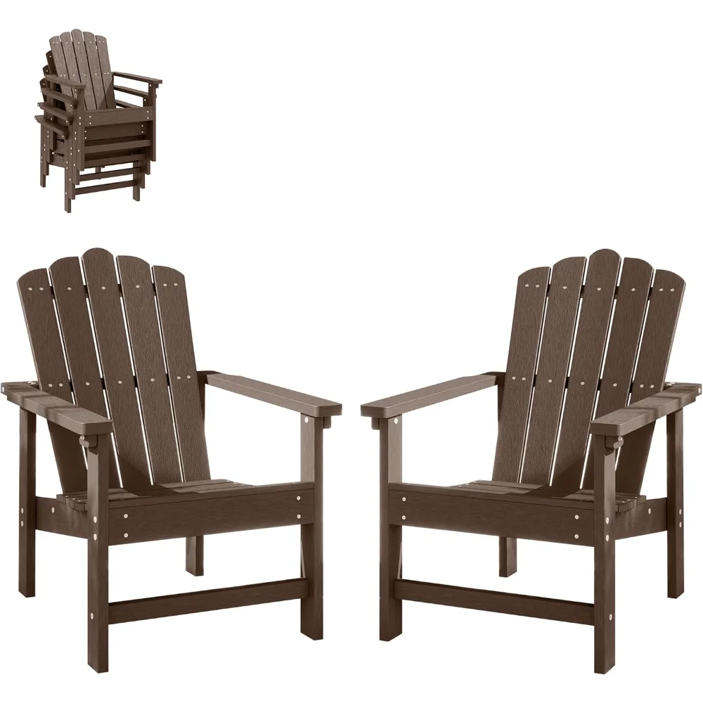 

Stackable HDPE Adirondack Chairs Set of 2 – Durable, Weather-Resistant Outdoor Patio Seating, Low Maintenance Poly Lumber Chairs