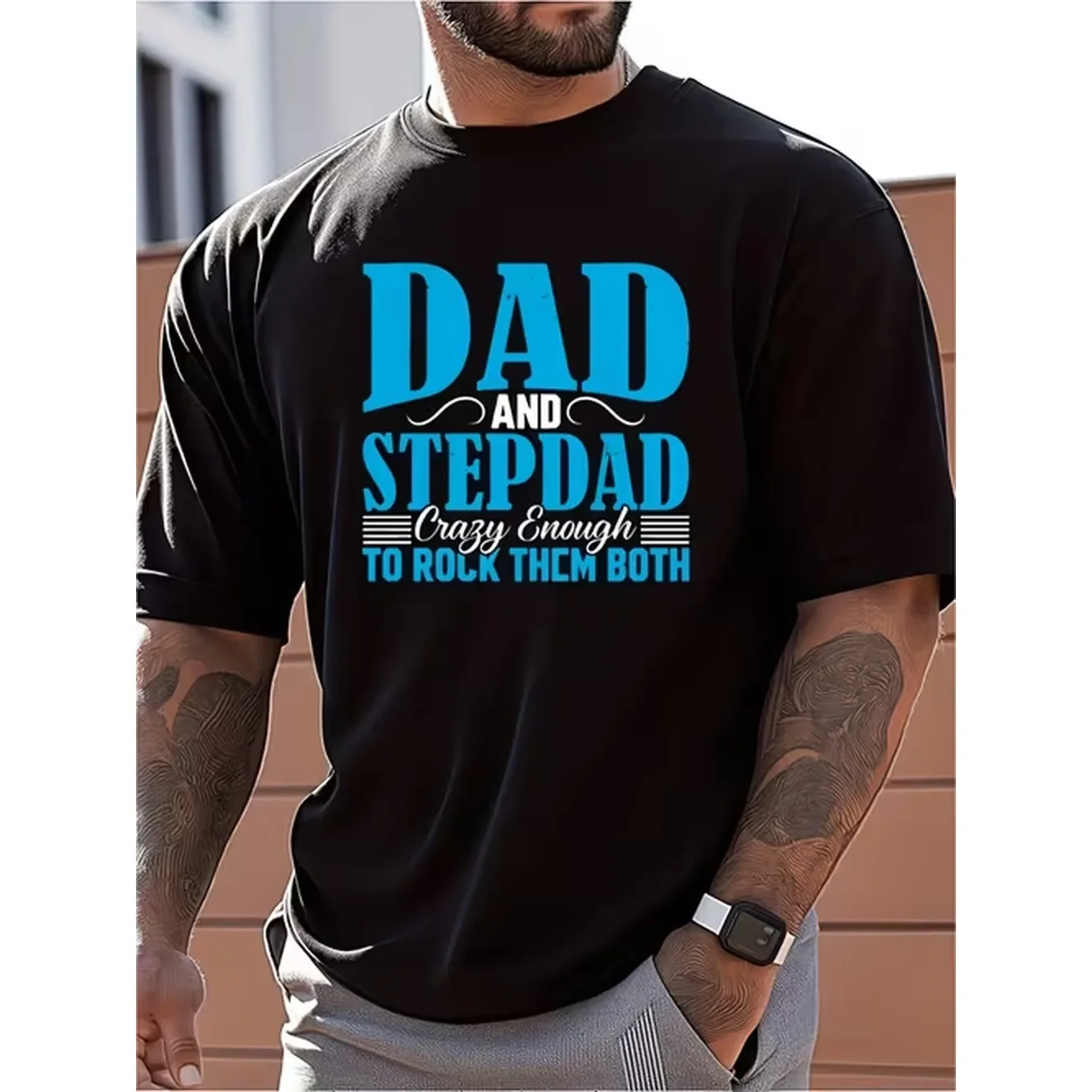 Men Loose Fit T Shirt Dad Stepdad Crazy Enough To Rock Them Slogan Short Sleeve Round Neck Tee For Fathers Day Gift Spring Summer Daily Wear Casual Attire Pla Same Style For Men And Women 2026 Summer Short Sleeved