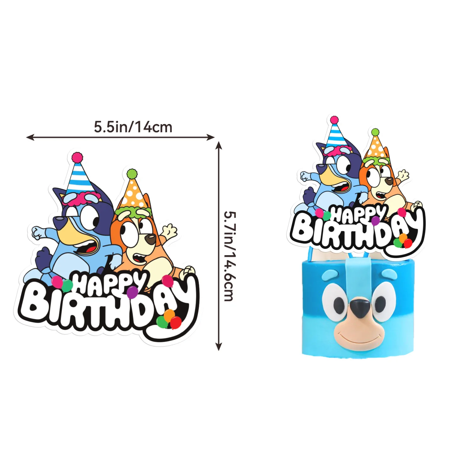 Vajilla desechable de la serie Bluey para fiesta de cumpleaños, banderín colgante para pastel, conjunto de globos azules, Decoración de cumpleaños