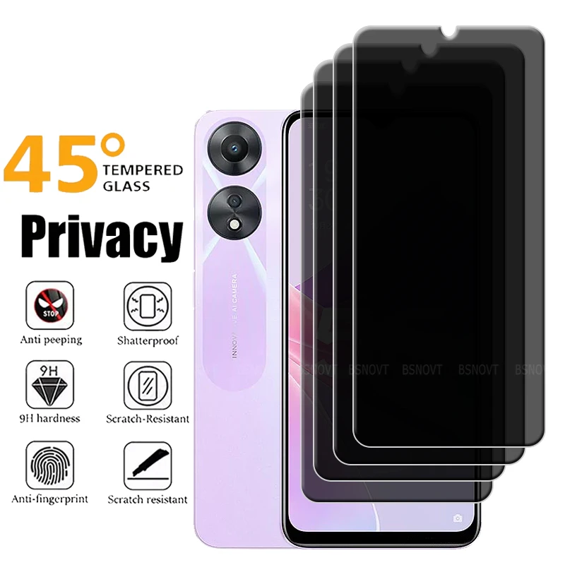 

4/3/2/1Pcs For OPPO A58 Glass OPPO A58 Tempered Glass Protective 9H HD Privacy Anti-Spy Glue Screen Protector OPPO A58 A 58 5G