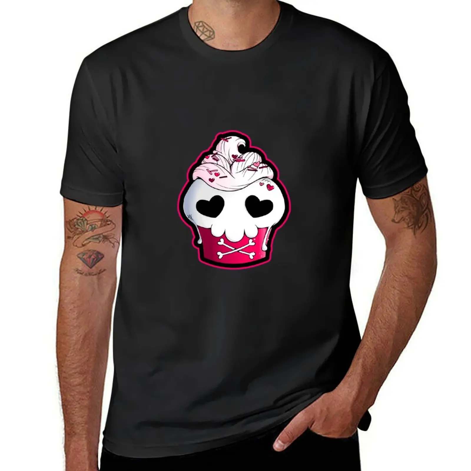 Skull Cupcake T-Shirt sports fans Aesthetic clothing boys whites mens vintage t shirts