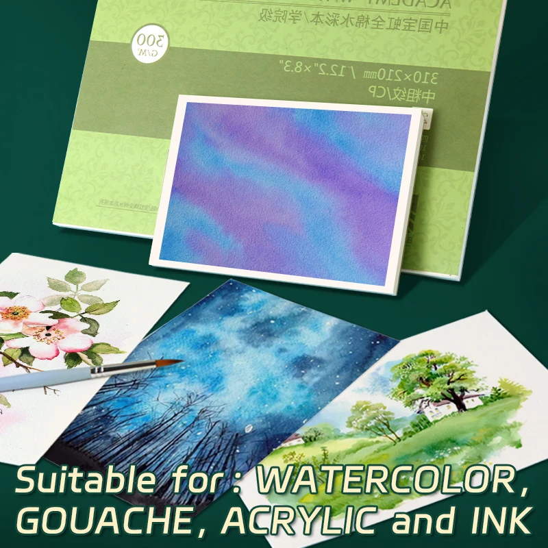Watercolor Paper Pad 200g, 20 Sheets Medium Grain Textured Grain for Painting, Drawing, Art Journaling for Artist, Beginners