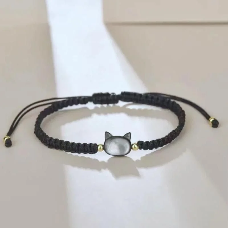 Direkt vom Hersteller: 2 Stücke Paar-Armbänder mit süßen Katzen, handgefertigt, einzigartig, stilvoll, handgewebtes Armband für Frauen und Männer, perlenbesetzter gewebter Armschmuck, Geschenk. – Detail 4