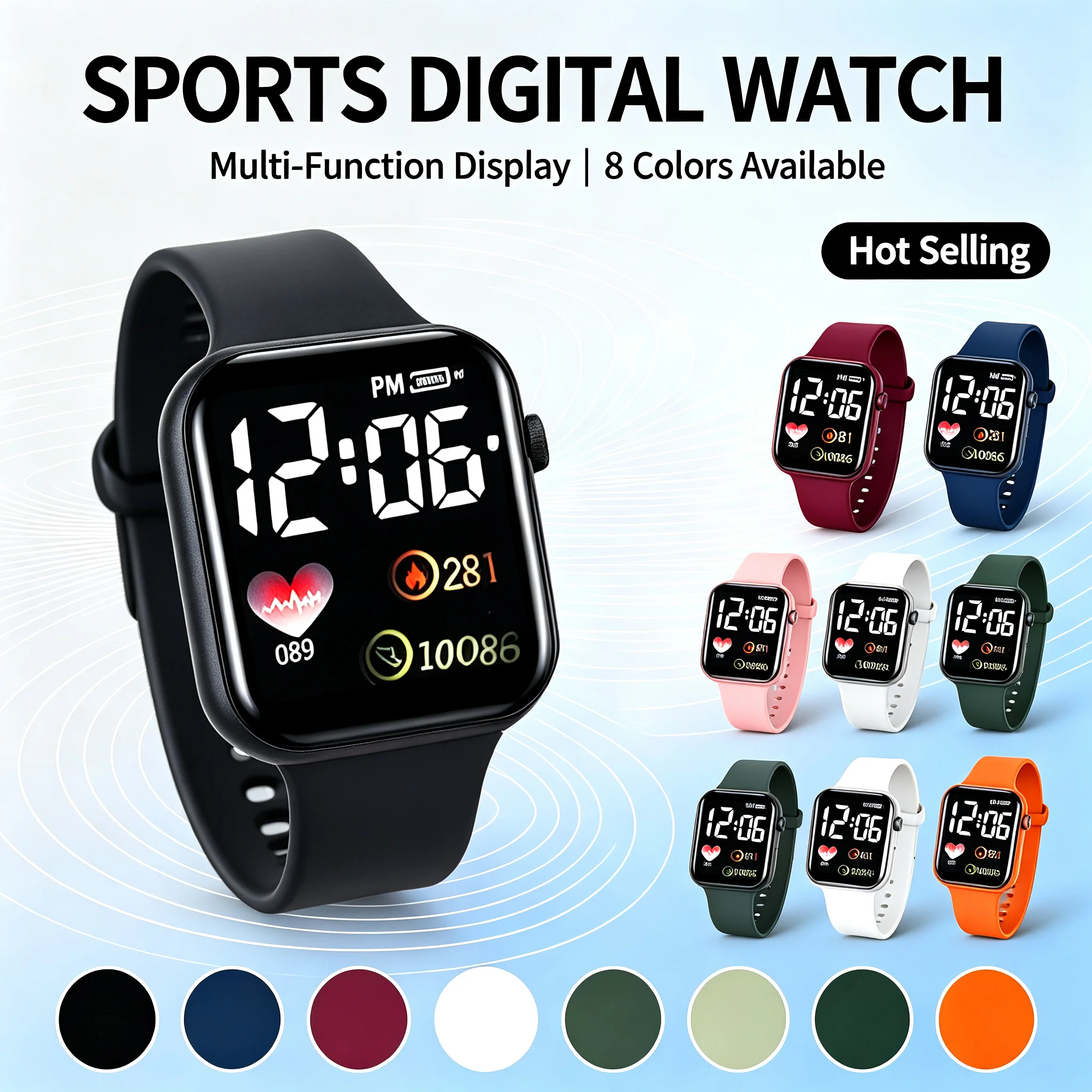 LED Digital Square Watch for Couples Students Kids - Heart Shape Love Design, Cute Casual Electronic Wristwatch with