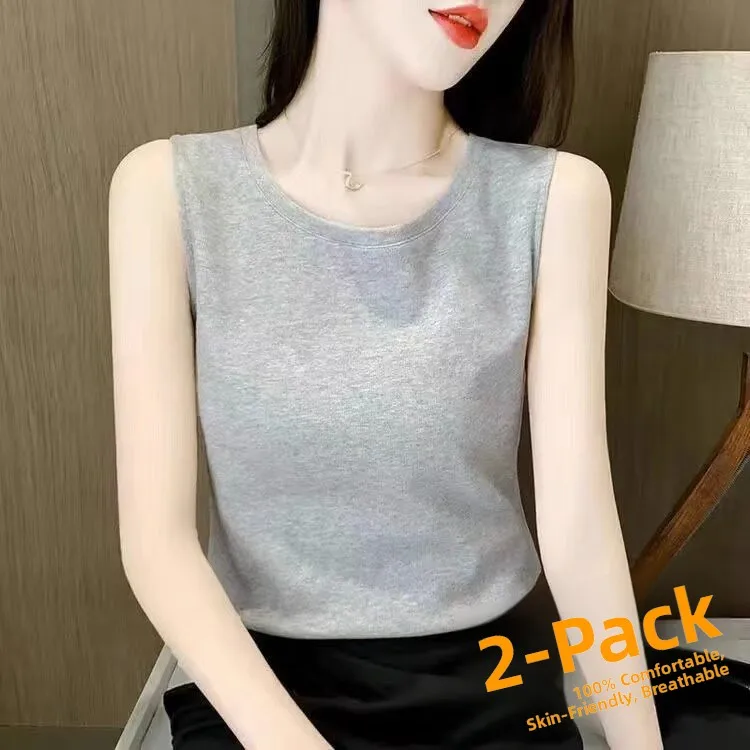 Summer Workwear Tank Top Women's Base Layer Vest Trendy Outerwear Polyester Fiber round Neck Micro Elastic Breathable
